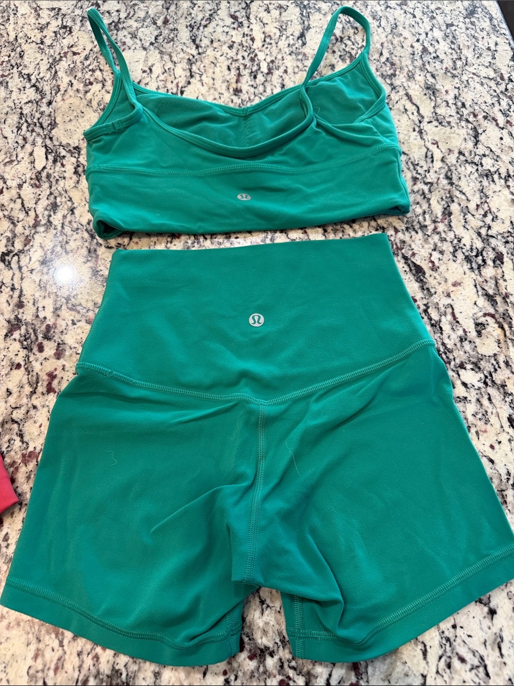 lululemon athletica Green High-Waist Active Shorts
